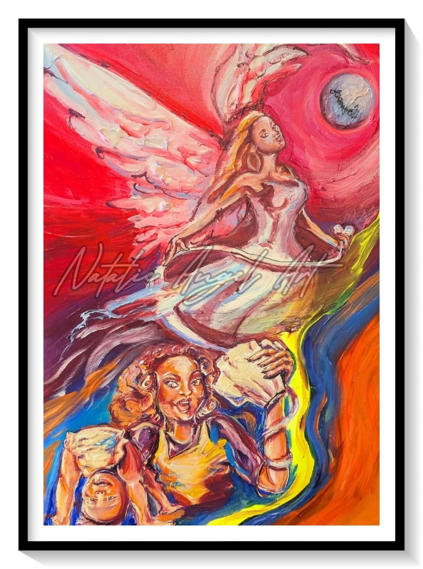 Natalie Angel creates expressive artworks filled with emotional intensity and layered color.